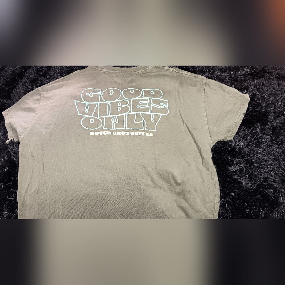 'Good Vibes Only' Dutch Bros Olive Green T-Shirt